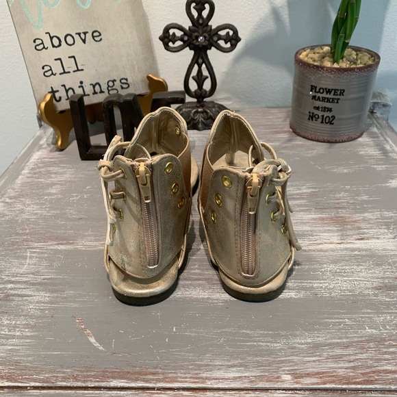 GOLD gladiator ankle high bootie sandals New in box NIB 7 7.5 8 9 - Picture 5 of 13